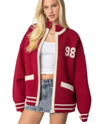 Edikted Women's 98 Varsity Zip Up Sweater