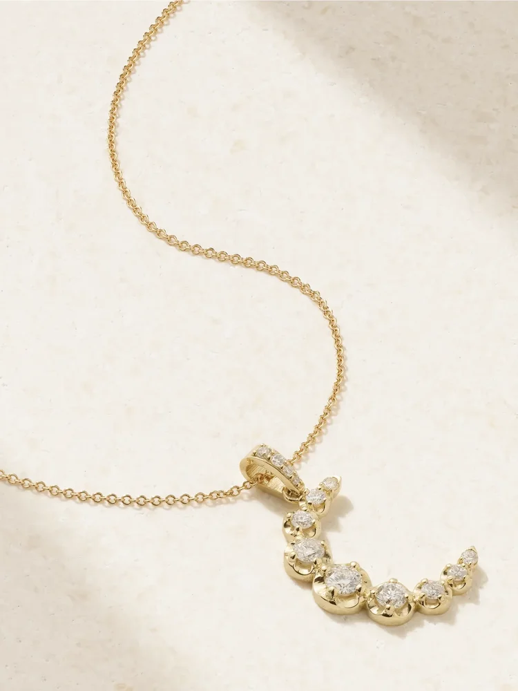Moon 18-karat gold diamond necklace