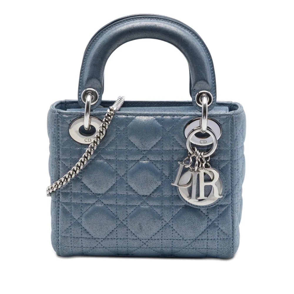 Pre-Owned Lady Dior Chain Bag Cannage Quilt Iridescent Leather Mini
