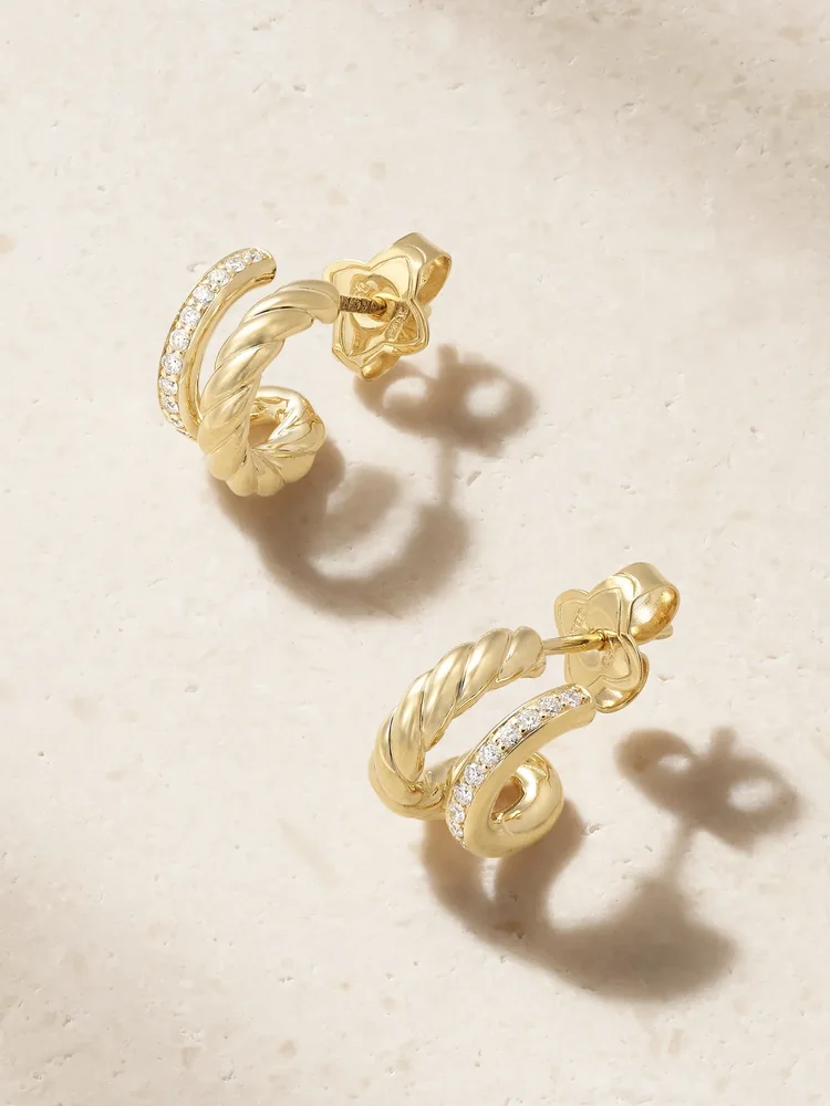 DY Mercer® 18-karat gold diamond hoop earrings
