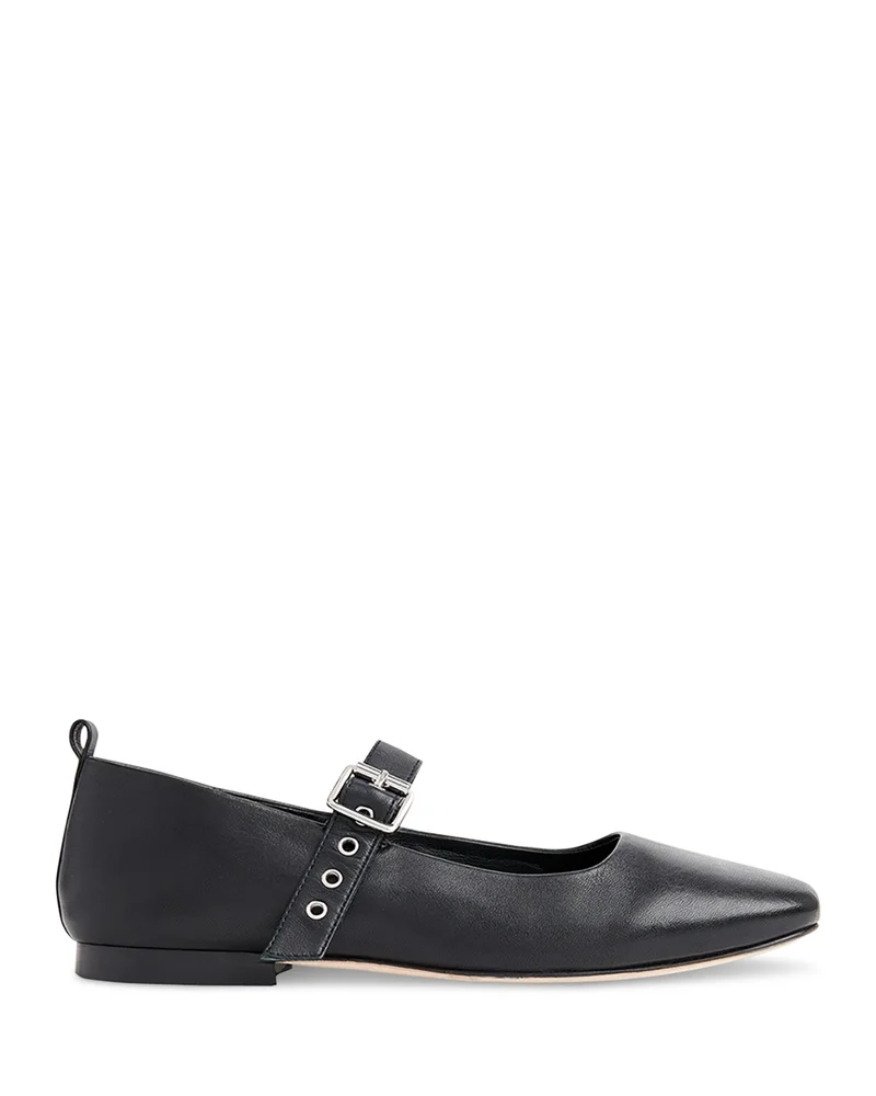 Women's Square Toe Buckled Ballet Flats