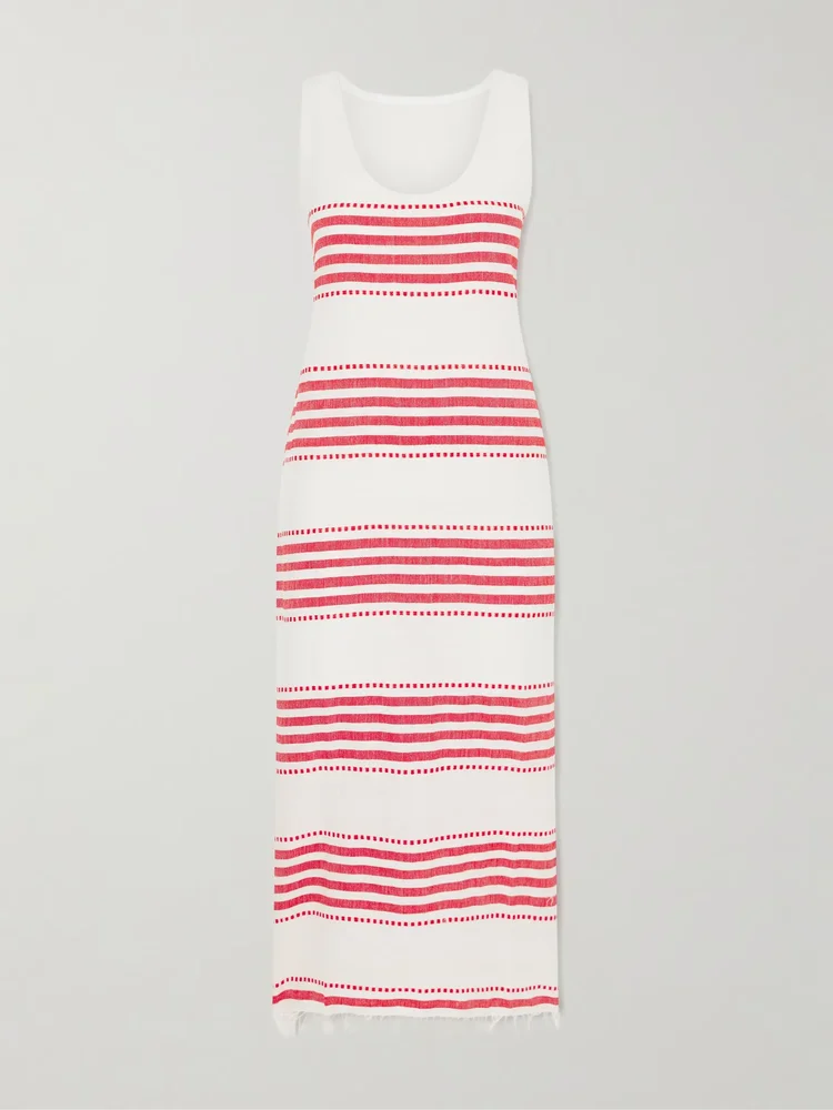 Lilian striped cotton-blend gauze midi dress