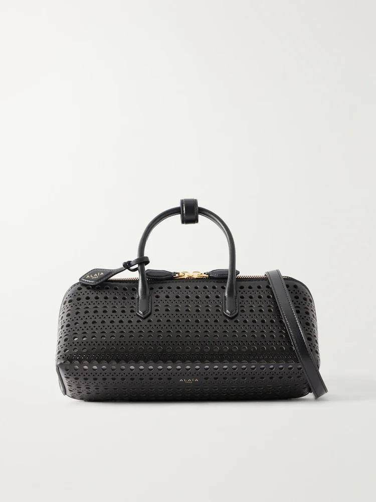 Delta small laser-cut leather shoulder bag