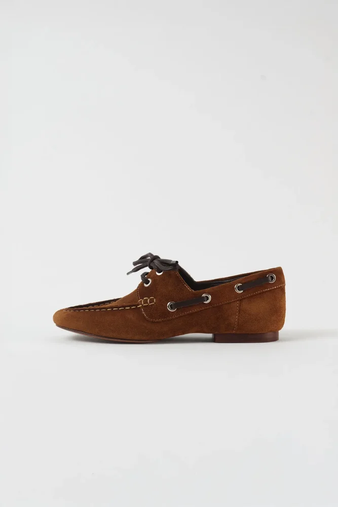 Moka Laced Suede Flat