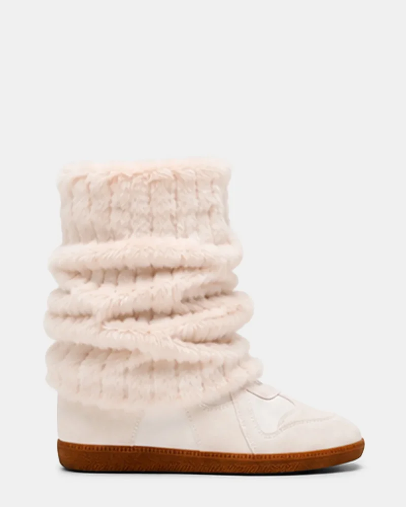 Mavis Faux Fur White Suede