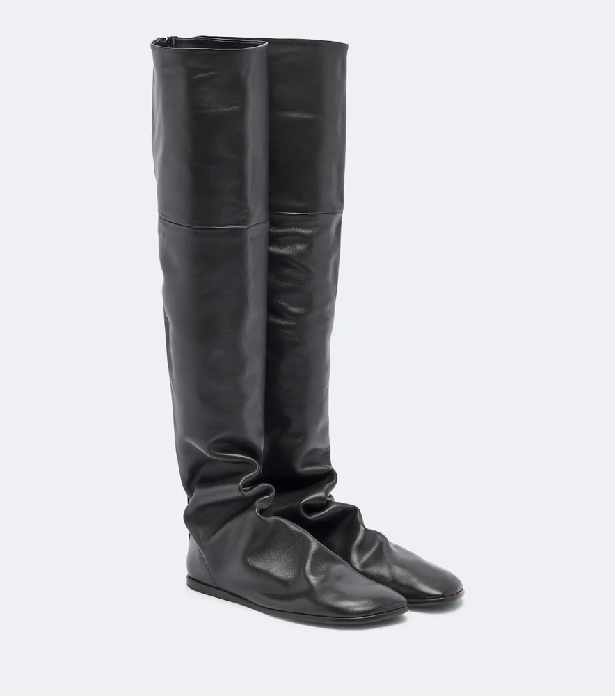 Glove leather knee-high boots