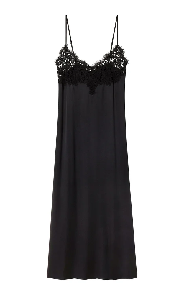 Lace Silk Satin Slip Dress