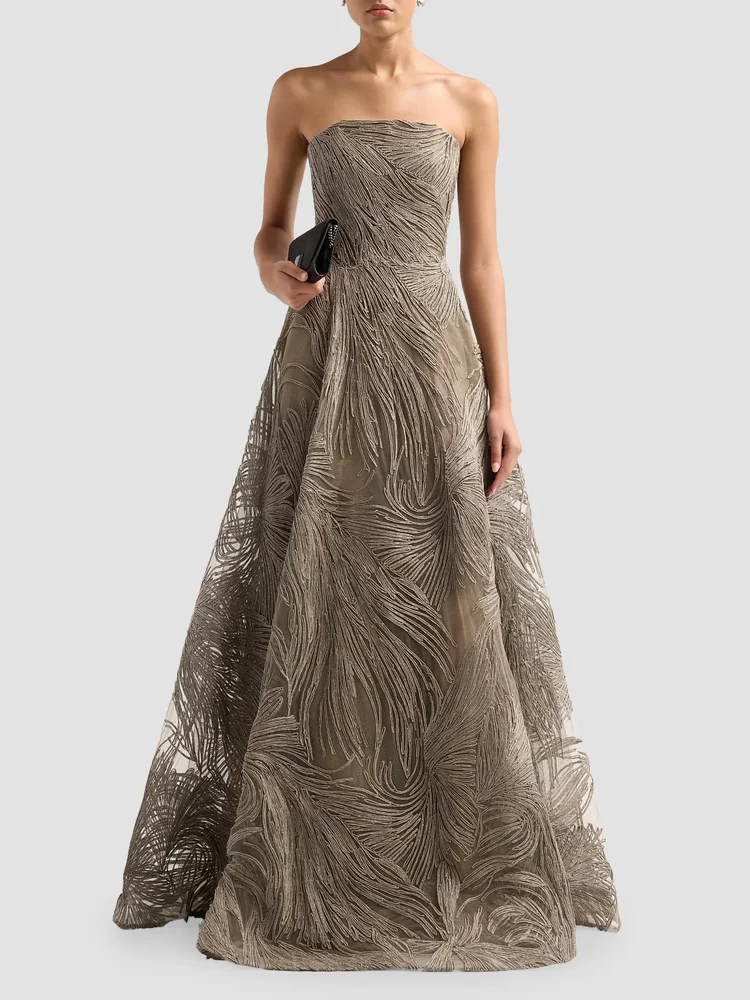 Raffia Strapless Gown