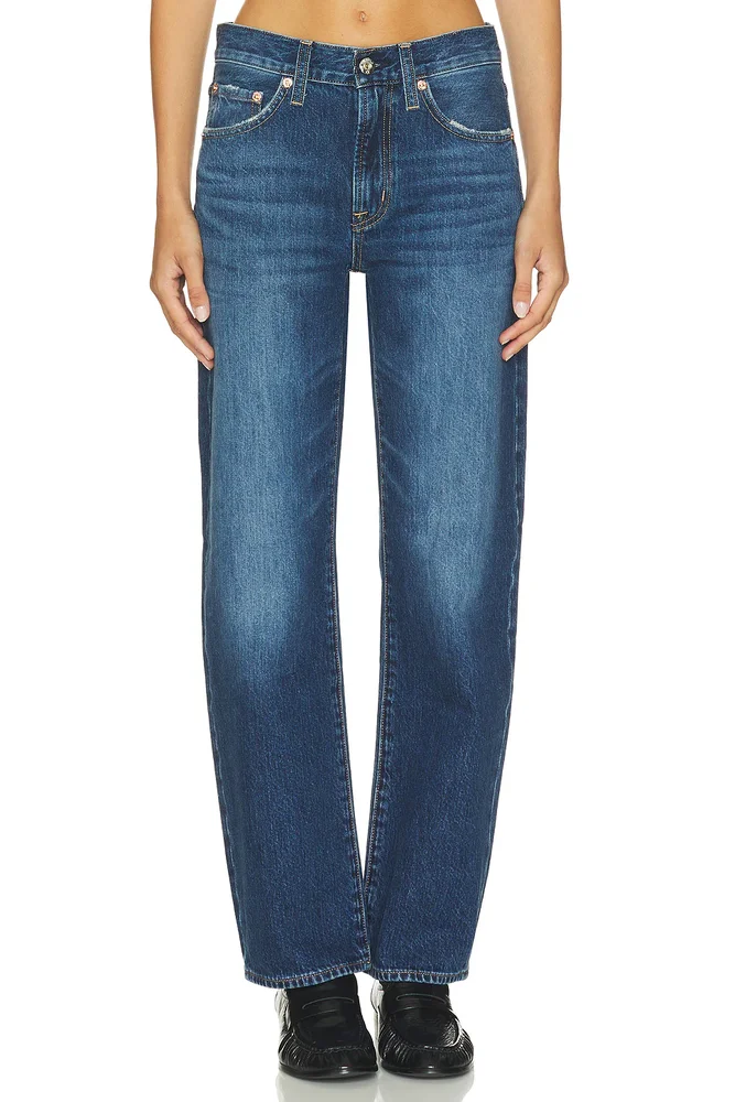 Lexi Mid Rise Bowed Straight Jeans