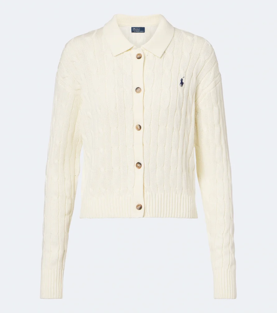 Cable-knit cotton cardigan
