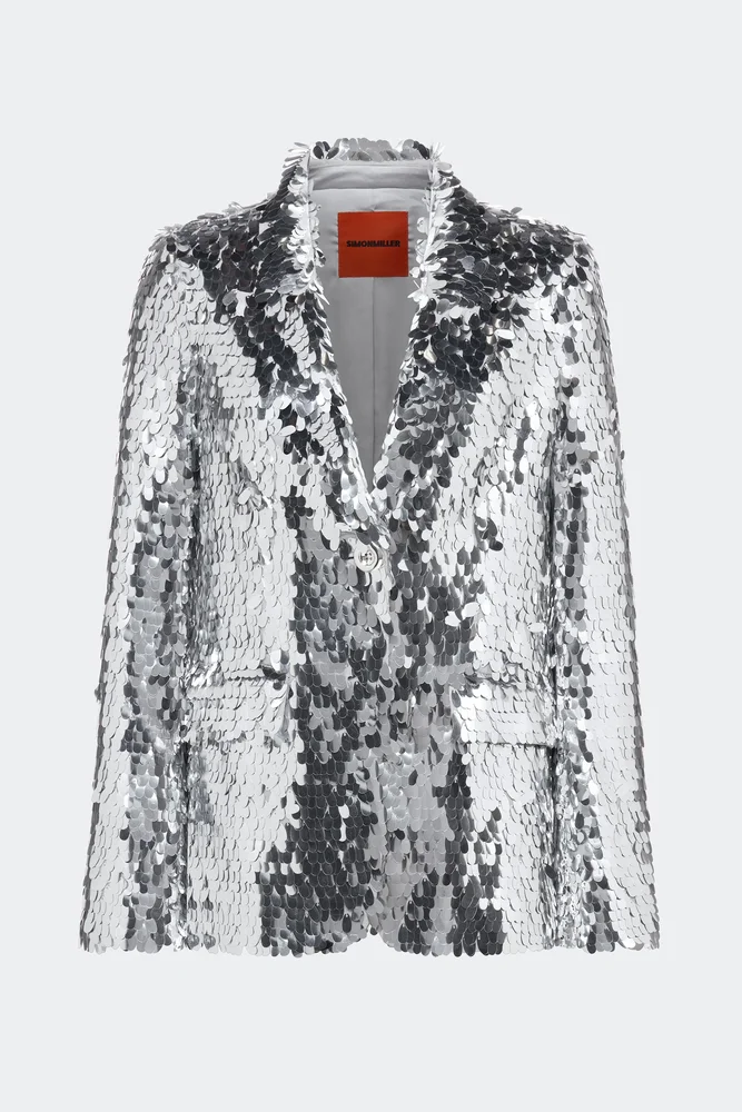 Leon Sequin Blazer In Satellite Silver
