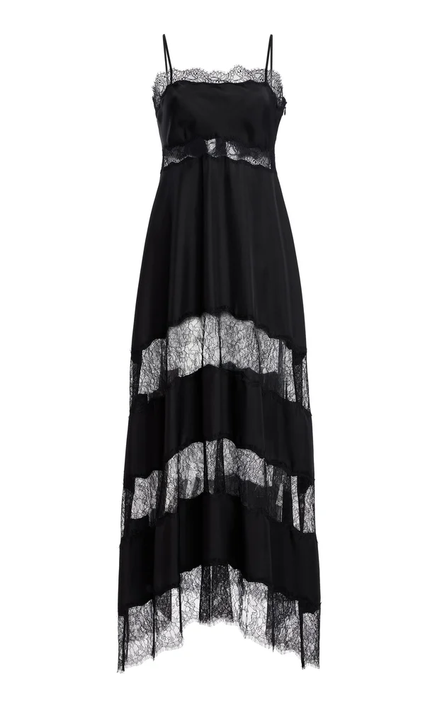 Coco Lace-Trimmed Silk Maxi Dress
