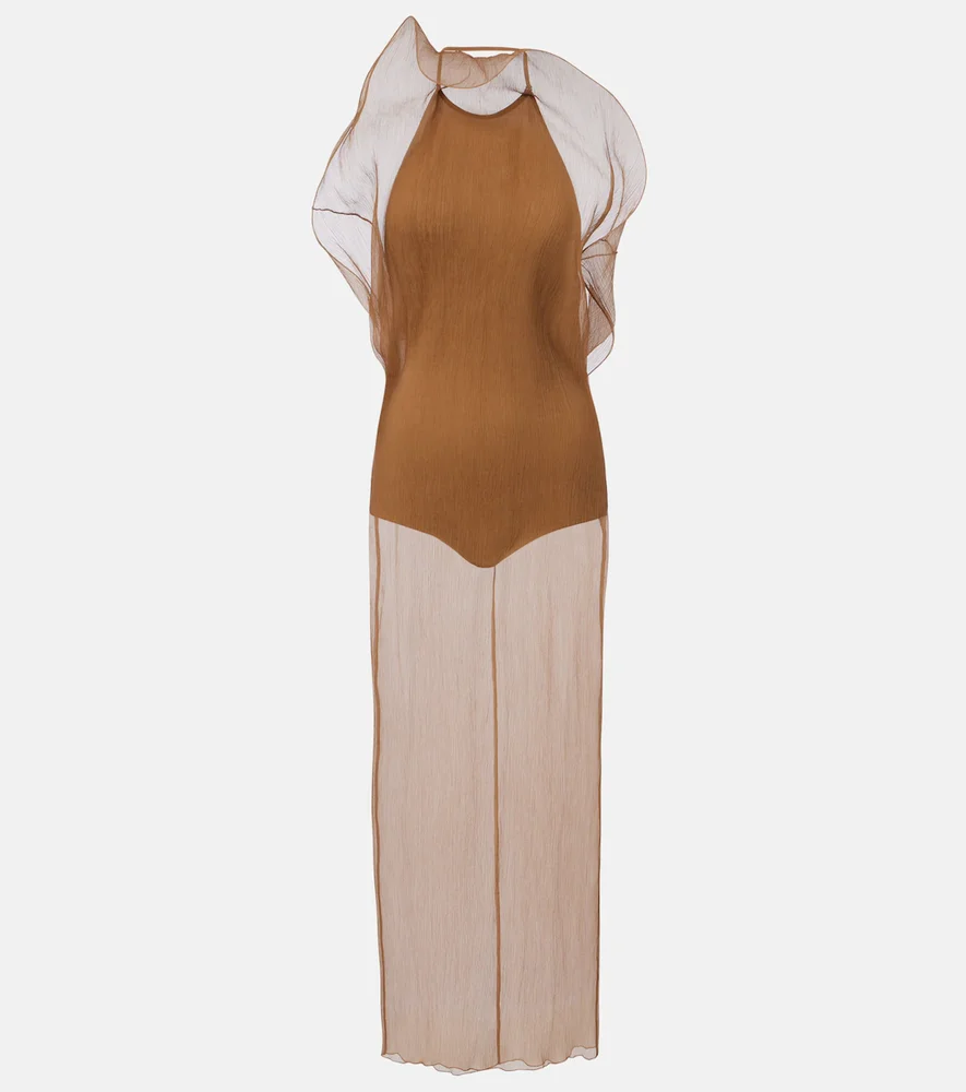 Sheer silk organza midi dress