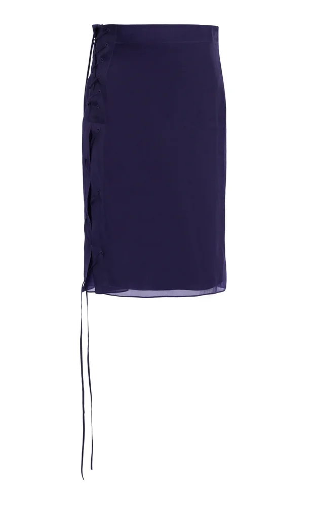 Draped Organza Midi Skirt