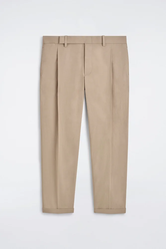 Regular-fit cotton-linen-blend pants