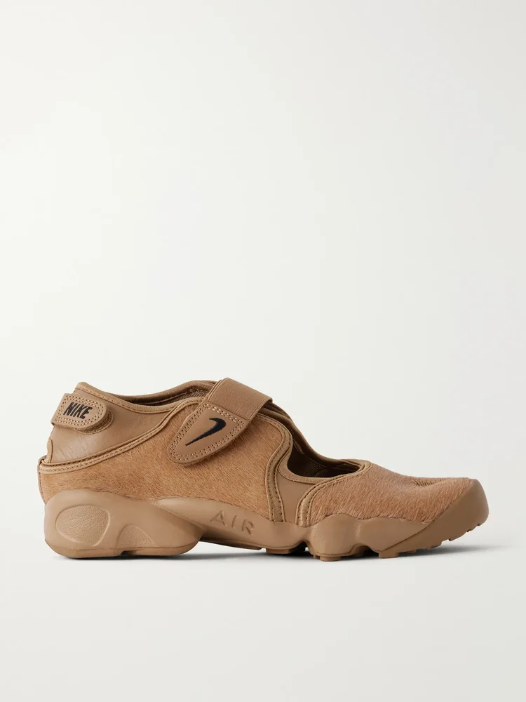 Air Rift rubber-trimmed calf hair split-toe sneakers
