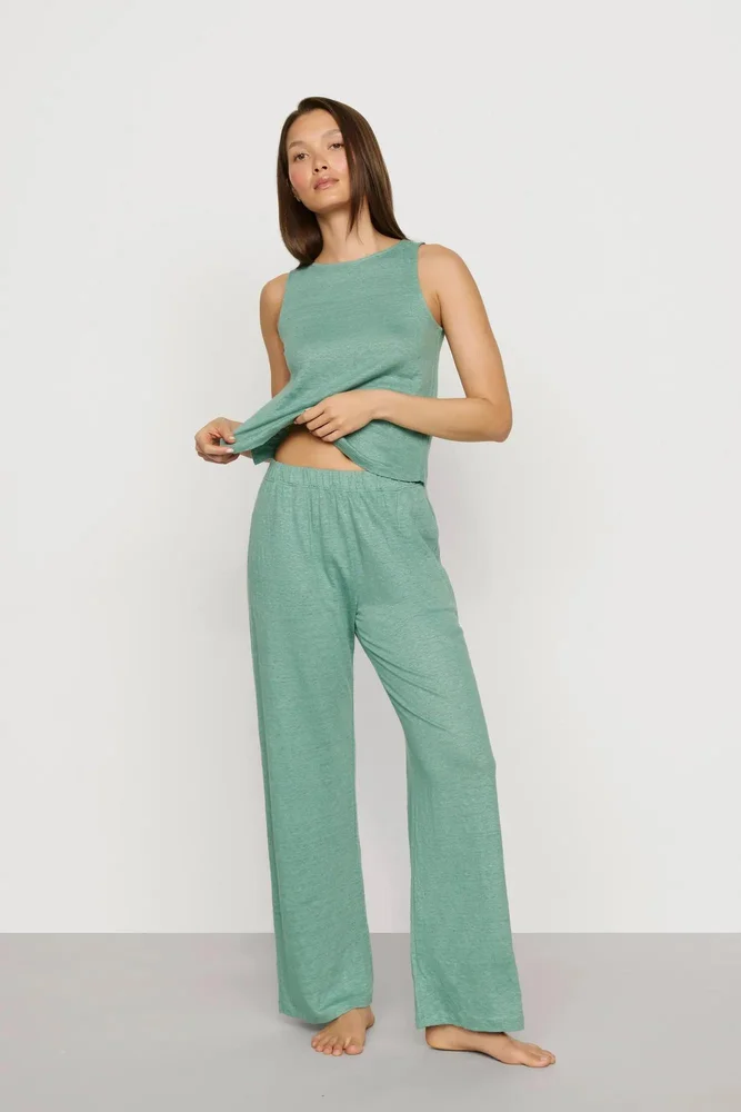 Organic Linen Knit High Waisted Pant