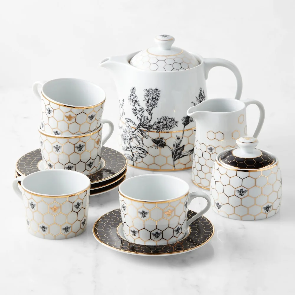Honeycomb Teapot with Cream & Sugar Set