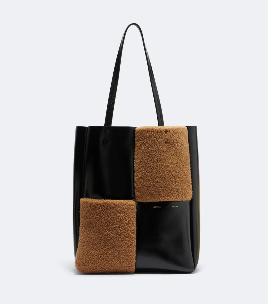 Zoe Medium shearling paneled tote bag