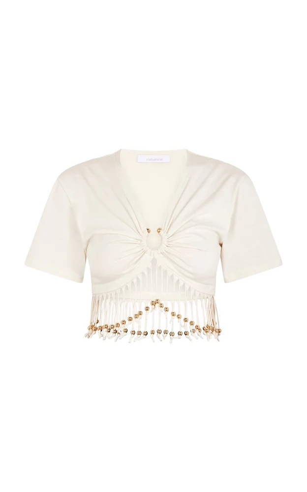Beaded Cotton T-Shirt