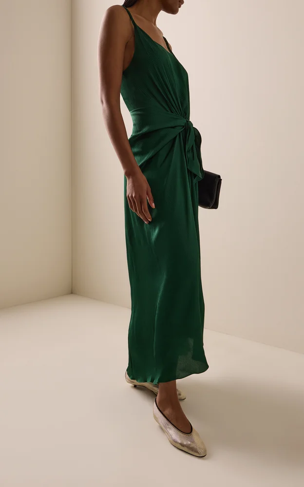 Waist-Knot Silk Maxi Dress