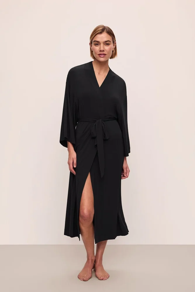 Gisele TENCEL Modal Everyday Long Robe, Black