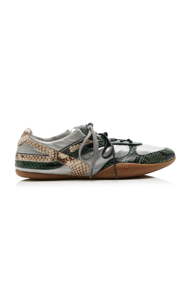 Snake-Effect Nylon Sneakers