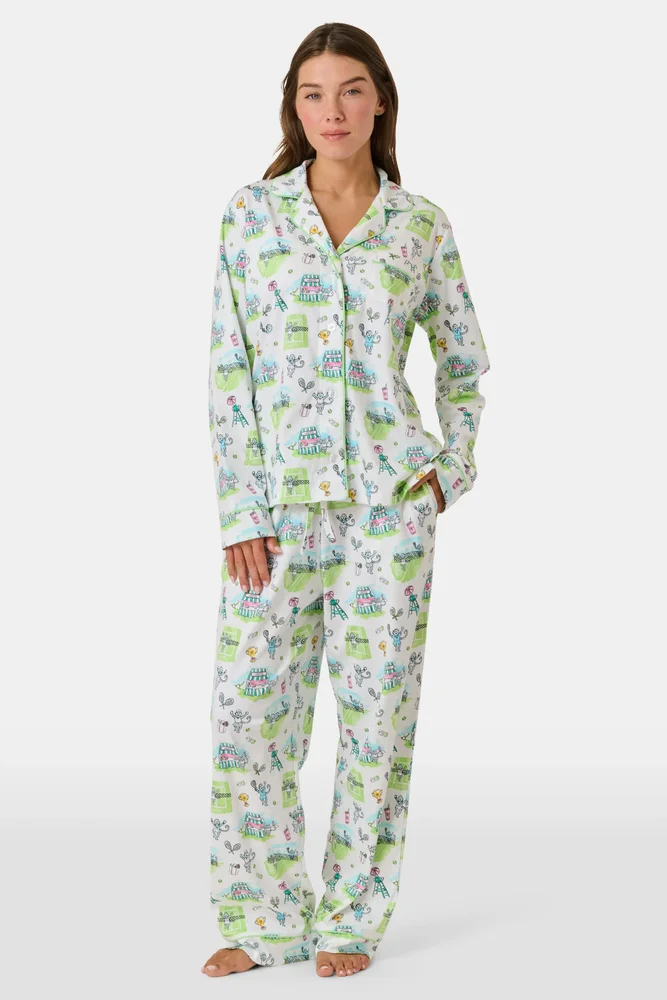 Game, Set, Monkey Long Sleeve Polo Pajamas
