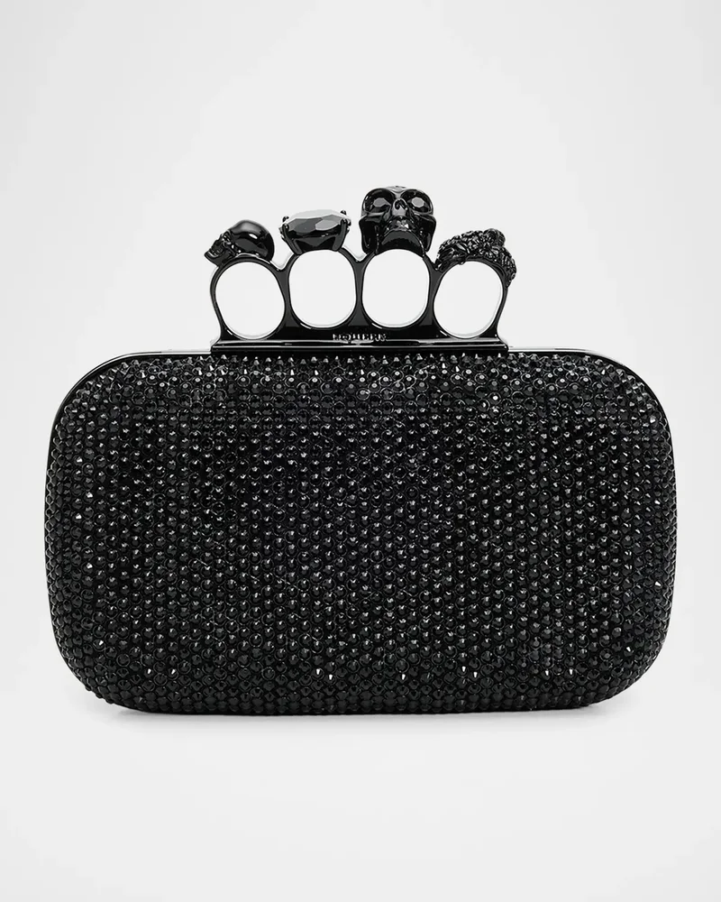 Skull Embellished Leather Clutch