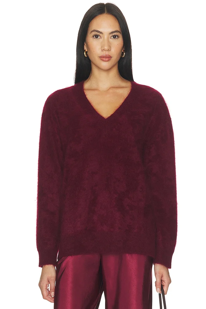 Jada Brushed Cashmere V Neck Pullover Sweater