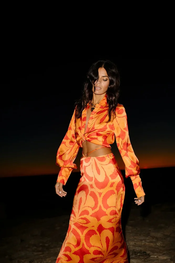 BROOKE BLOUSE - ORANGE ON FIRE
