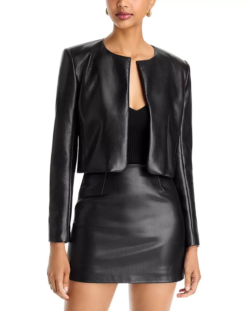 Lindy Cropped Faux Leather Jacket