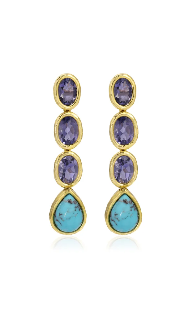 Iolite, Turquoise Drop Earrings