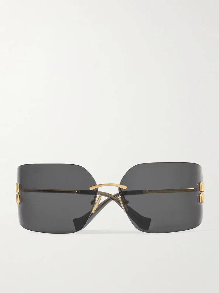 Miu Miu D-Frame Gold-Tone Sunglasses in Black