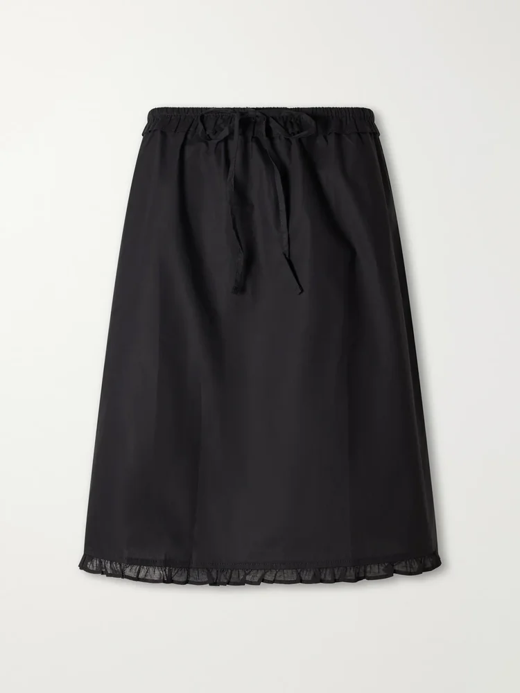 One Frill organic cotton-poplin knee-length skirt
