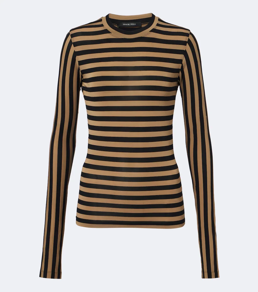 Striped crêpe jersey T-shirt