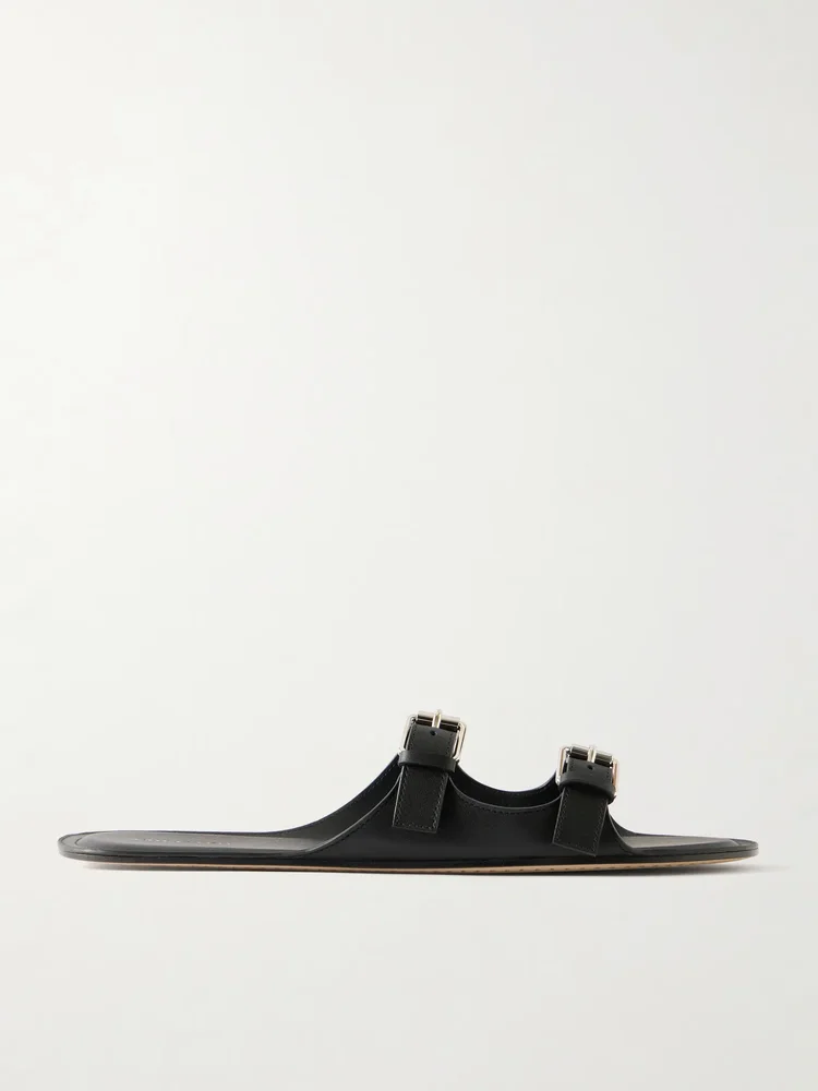 Buckled leather flat sandals