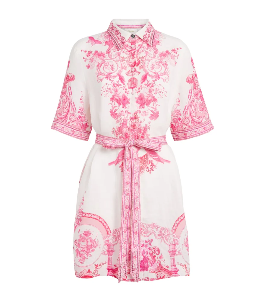 Linen Printed Shirt Dress