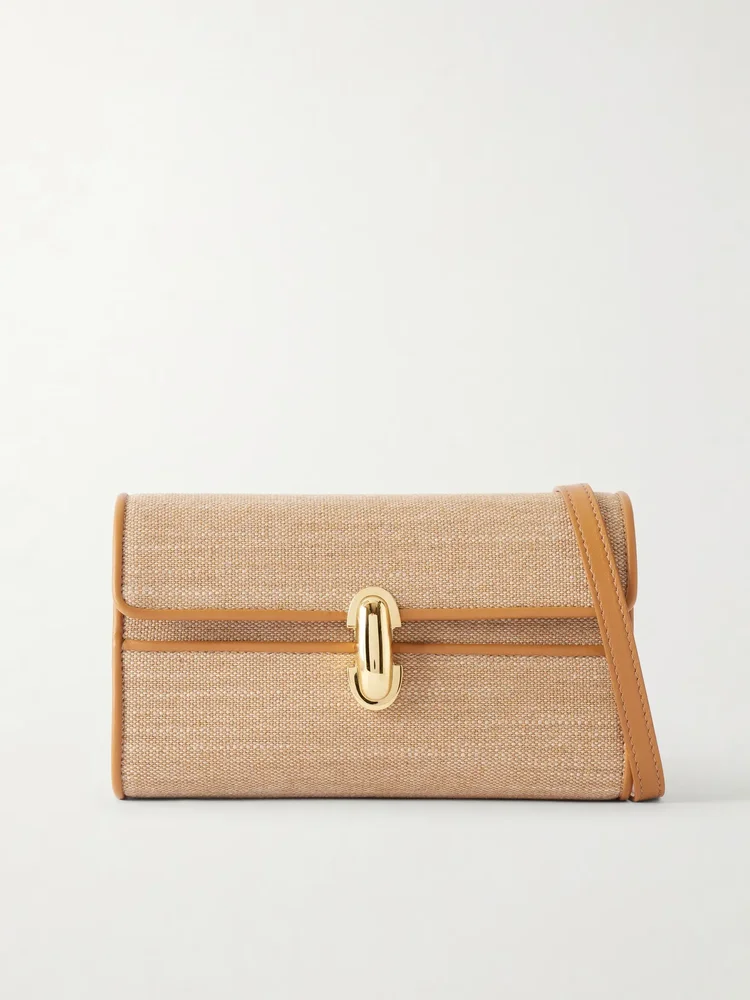 Symmetry leather-trimmed canvas mini shoulder bag