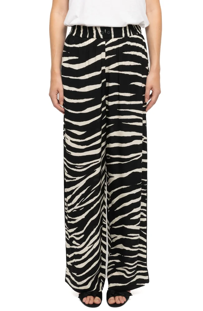 Pin Zebra Print Wide Leg Pants