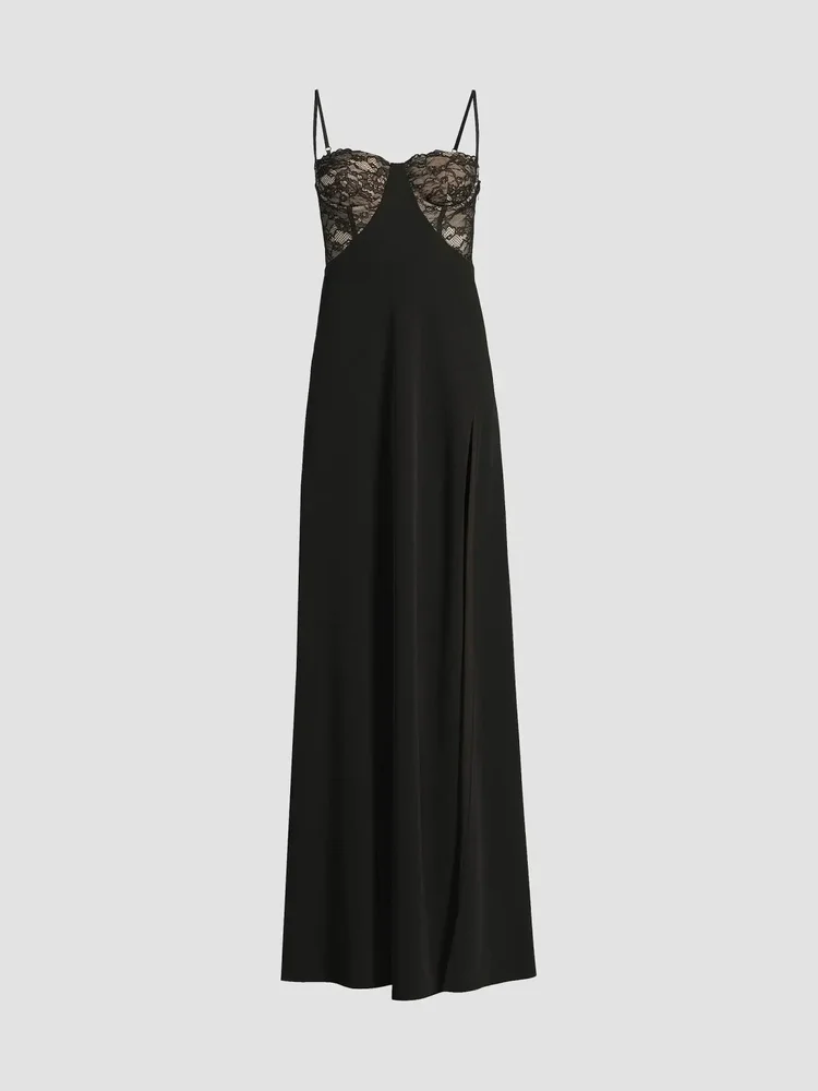 Coressa Lace-Trimmed Bias-Cut Gown
