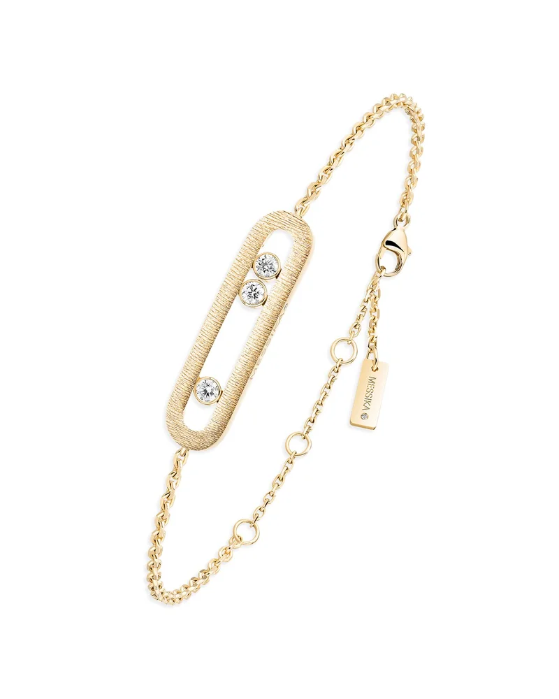 18K Yellow Gold Diamond Move Classique Engraved Bracelet, 0.20 tcw