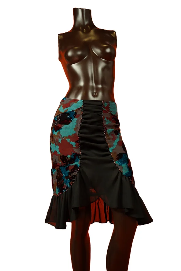 FiFi Collection Silk Burnout Beaded Skirt