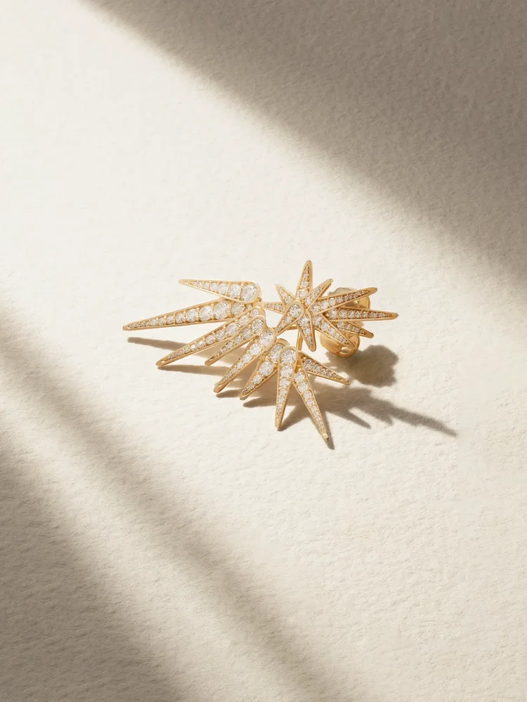 Funky Shooting Stars 18-karat gold diamond single earring
