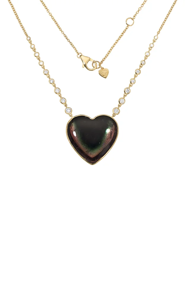 14K Yellow Gold Tourmaline And Diamond Necklace