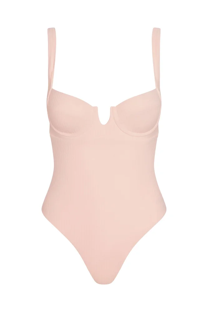 Clovelly One Piece - Powder Pink Rib