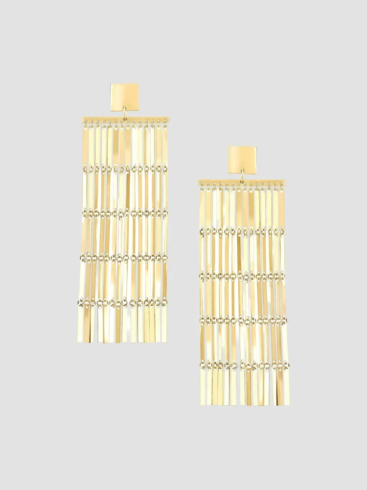 14K Yellow Gold Laser Chandelier Earrings