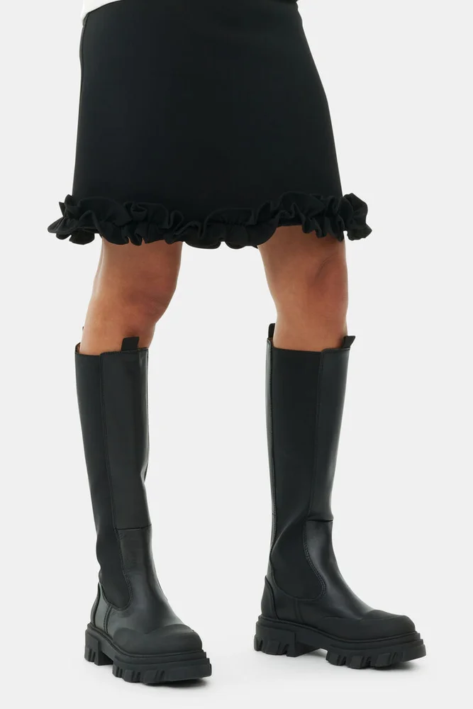 Cleated High Chelsea Boots in Black
