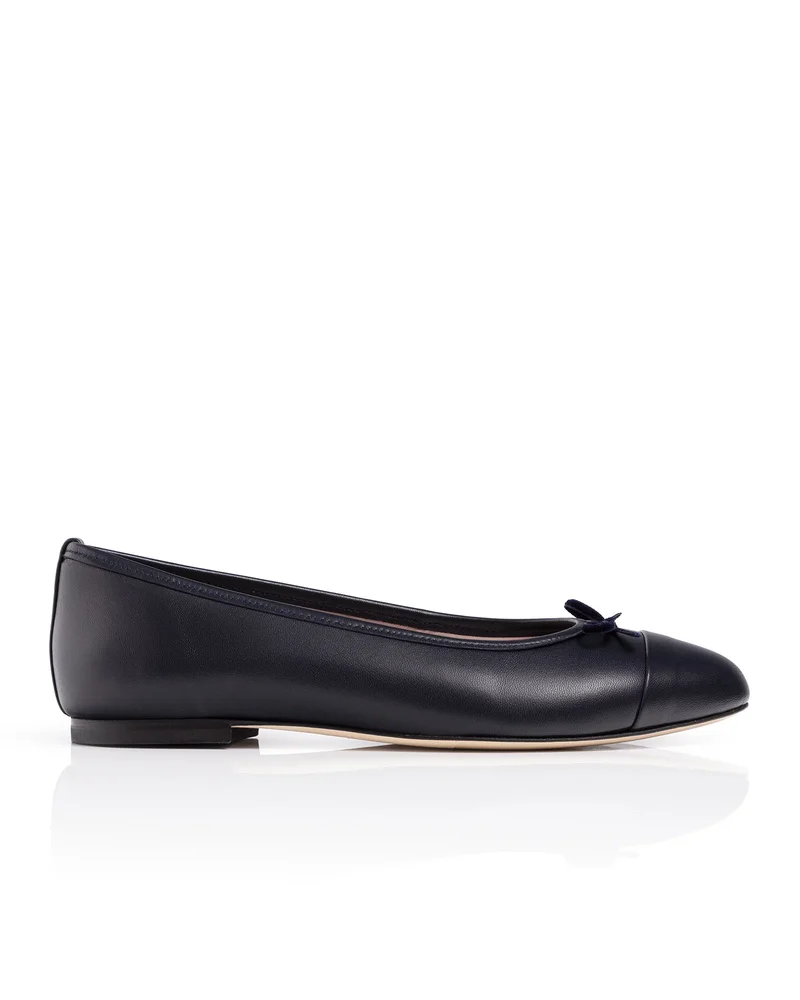 Cece Navy Leather Ballet Flat