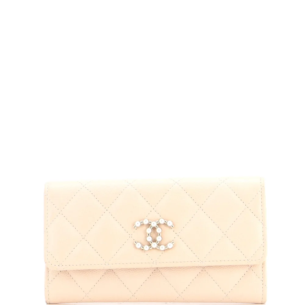 Coco Candy Flap Wallet Quilted Caviar Long